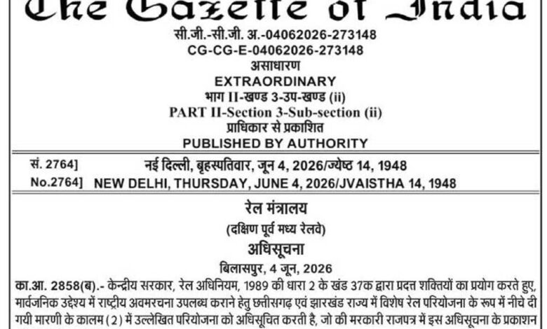धरमजयगढ़–पत्थलगांव–लोहरदगा-नई-रेल-लाइन-परियोजना-को-केंद्र-सरकार-की-अधिसूचना,-विकास-के-नए-युग-में-प्रवेश-करेगा-क्षेत्र